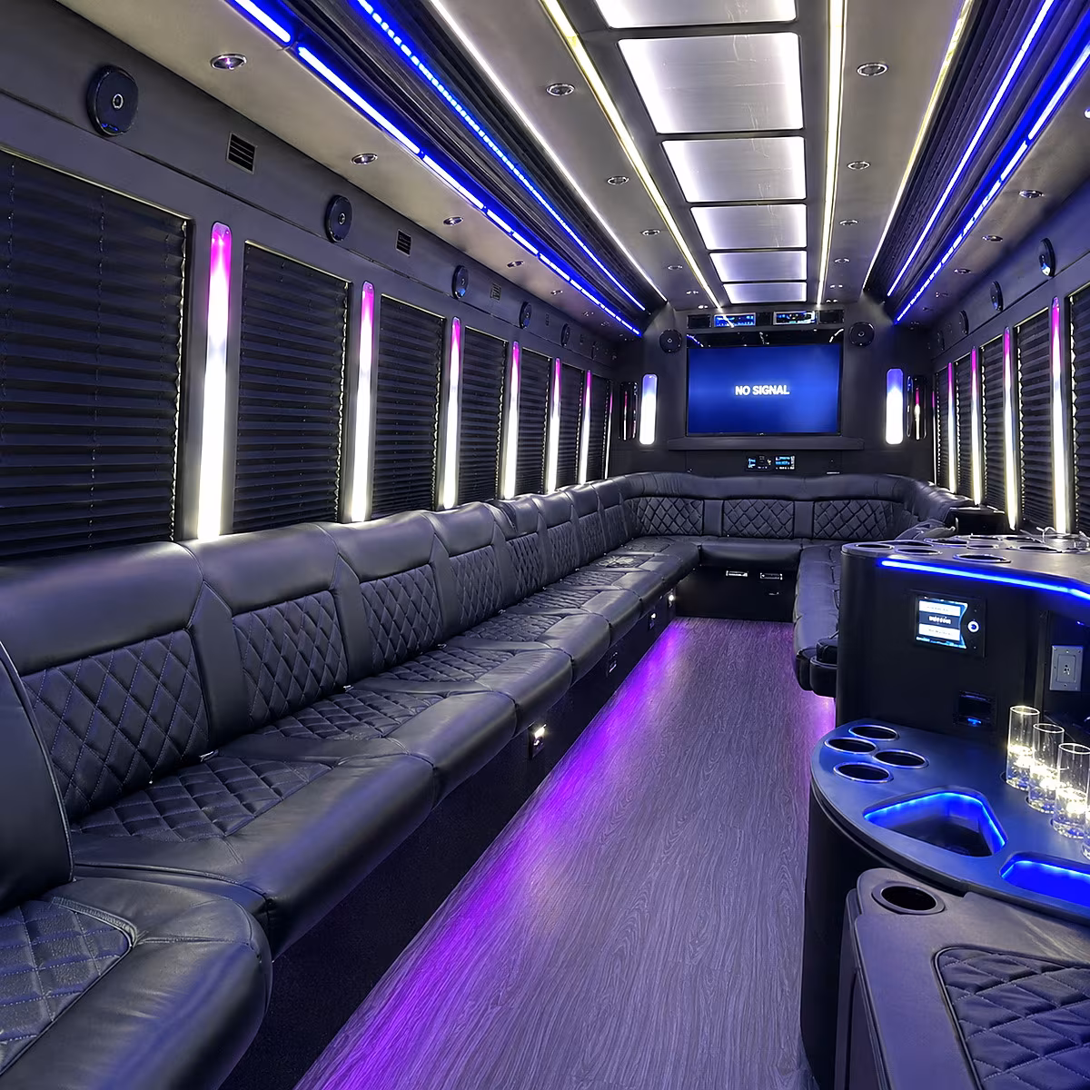 Lincoln Wedding Transportation party bus interior