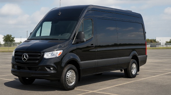 Exterior of Charter Bus Company Olathe's 14 Passenger Sprinter Limousine in Olathe