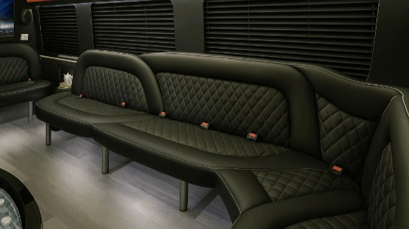 Interior of Charter Bus Company Council Bluffs's 18 Passenger Party Bus in Council Bluffs