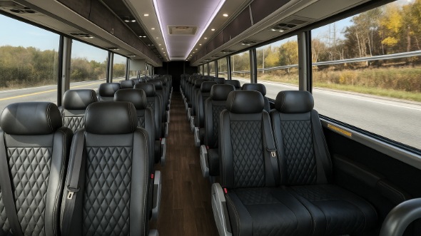Interior of Charter Bus Company Lincoln's 28 Passenger Minibus in Lincoln