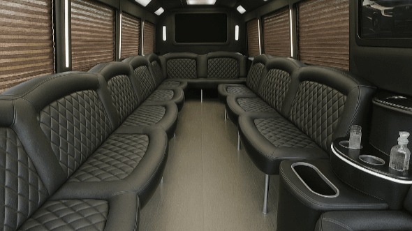 Interior of Charter Bus Company Des Moines's 28 Passenger Party Bus in Des Moines
