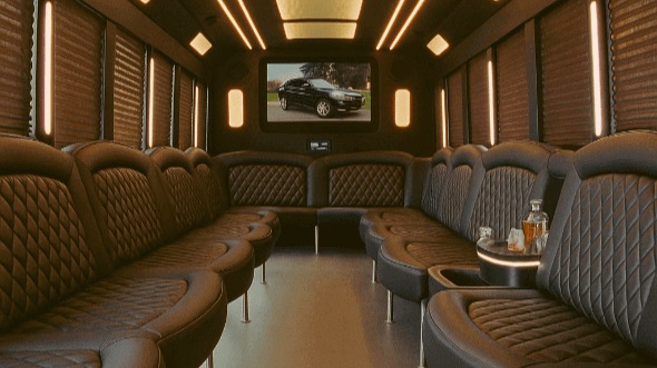 Interior of Charter Bus Company Omaha's 28 Passenger Party Bus in Omaha