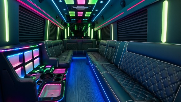 Interior of Charter Bus Company Omaha's 40 Passenger Party Bus in Omaha