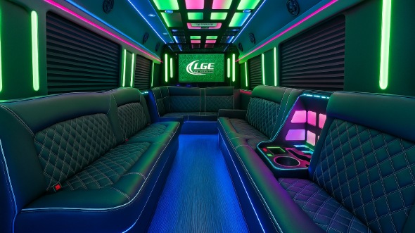 Interior of Charter Bus Company Omaha's 50 Passenger Party Bus in Omaha
