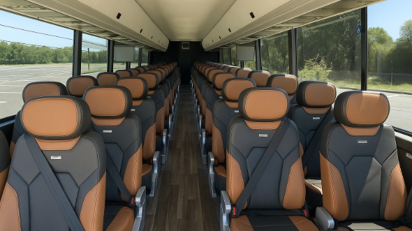 Interior of Charter Bus Company Lincoln's 51 Passenger Charter Bus in Lincoln