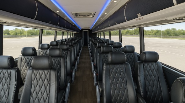 Interior of Charter Bus Company Lincoln's 56 Passenger Charter Bus in Lincoln
