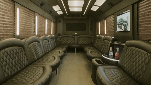 lincoln 40 passenger party bus inside